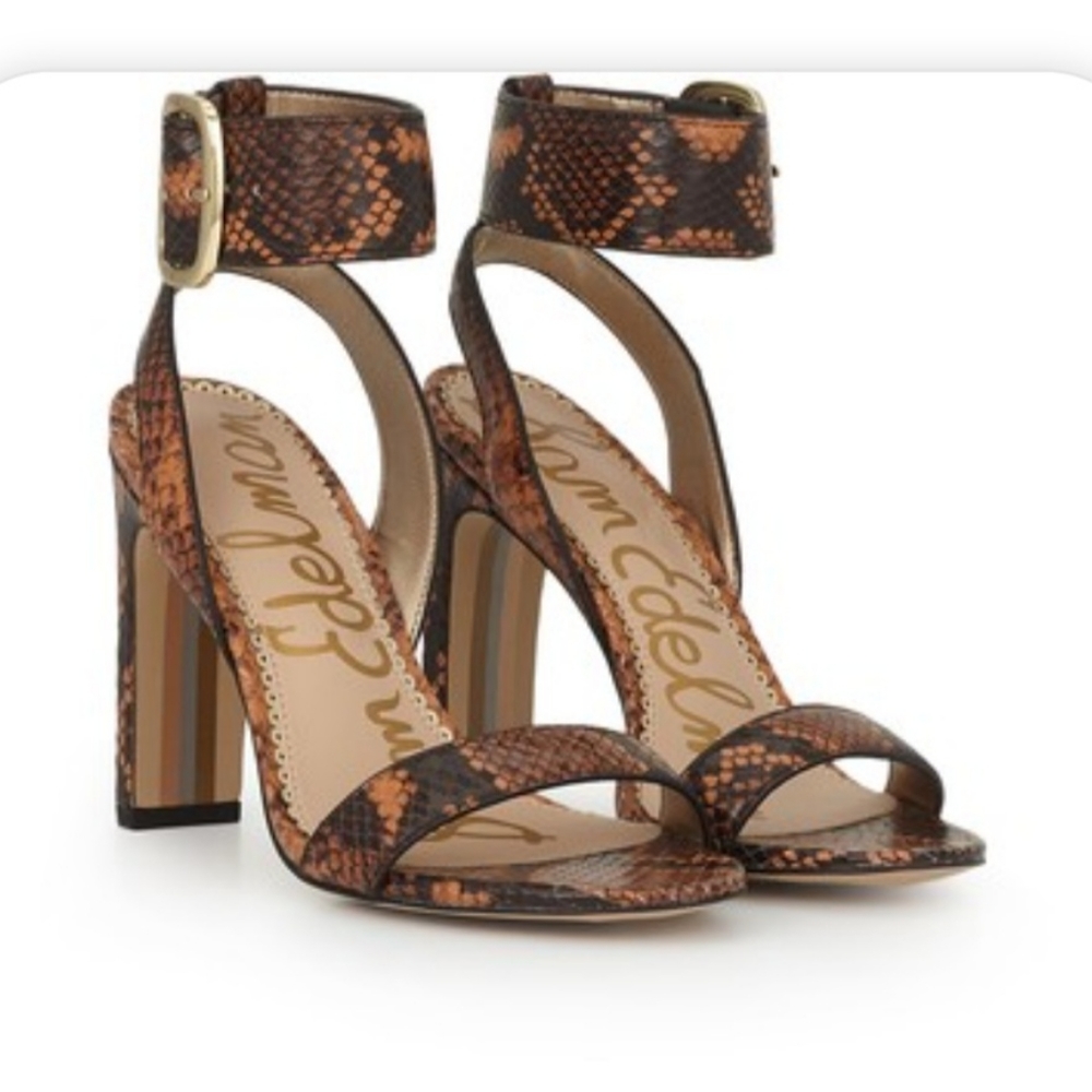 Sam Edelman Womens Yola Snakeskin Ankle Strap Heels 7.5M